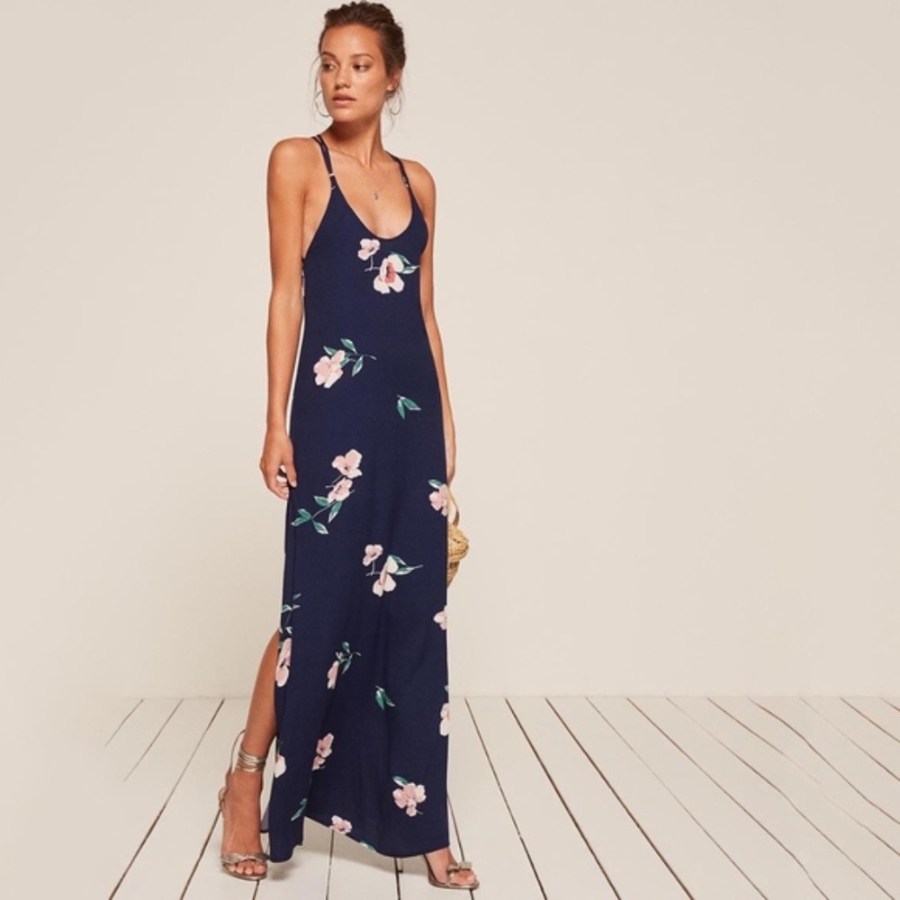 Reformation Miguel Adorn Open Back Maxi Dress